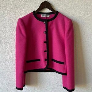 Louis Feraud Pink & Black Classic Wool Jacket - Size M